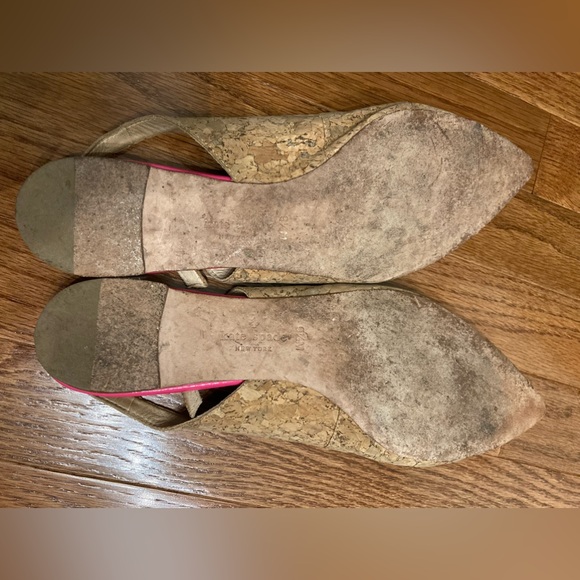 KATE SPADE ♠️ Pointy Cork Flats W/ Neon Pink Toe 9.5 - Picture 7 of 8